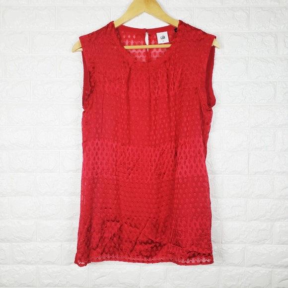 CAbi Patterned Red Scarlet Blouse #3130 Perfect Valentines look! - Picture 2 of 8